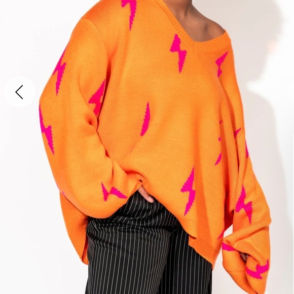Dressed in LALA Sweaters - Dressed in Lala Oversized Lightning Bolt Knit
